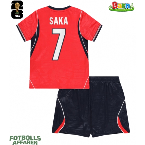 England Bukayo Saka #7 Bortaställ Barn VM 2026 Kortärmad (+ Korta byxor)